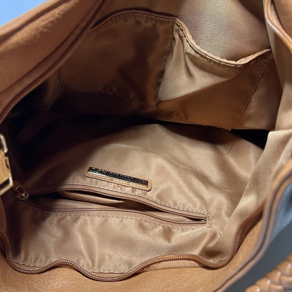 Antik Kraft Camel Slouch Hobo Shoulder Bag Vegan‎ Braided Handle